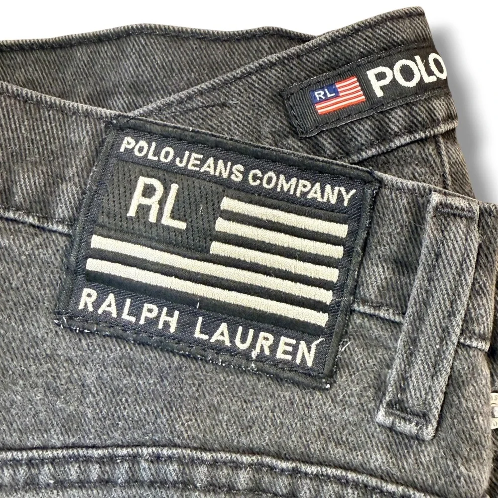 Vintage‎ Polo Jeans Company Straight Leg Mens 34x32 Faded Black Denim Jeans